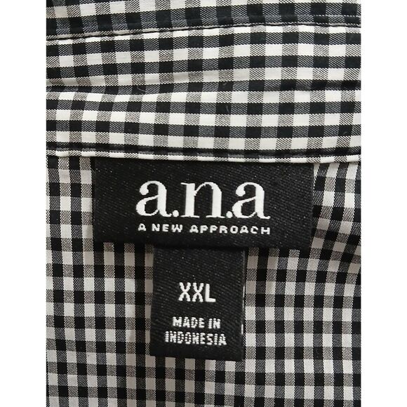 Ana womens 2xl puffer sleeve black white gingham plaid shirt top - Picture 8 of 8